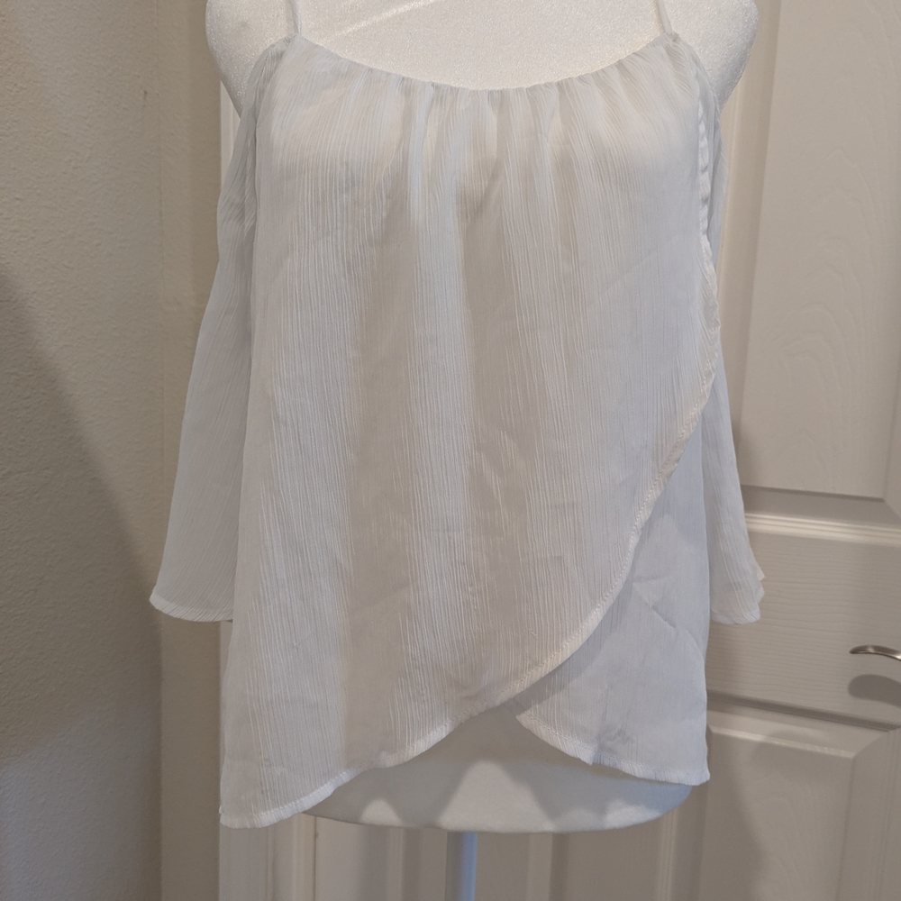 Lush White Asymmetrical Wrap Camisole